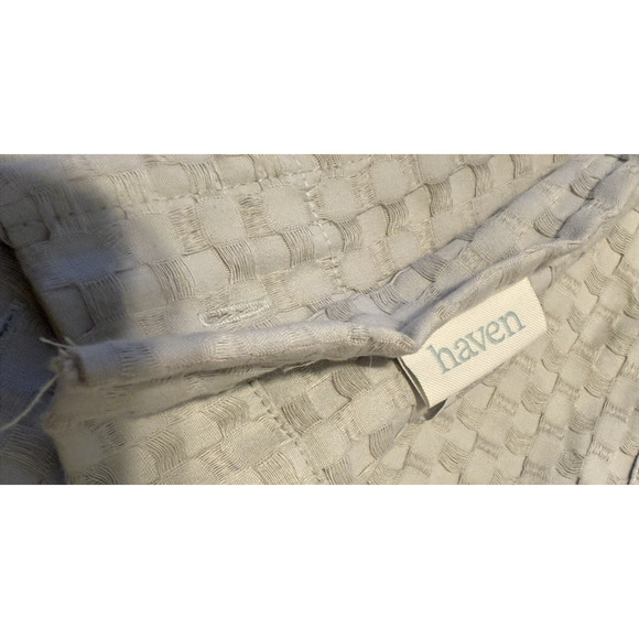 Haven OEKO-Tex Waffle Weave Shower Curtain Cotton Blend Harbor Mist Gray Green - Picture 7 of 7